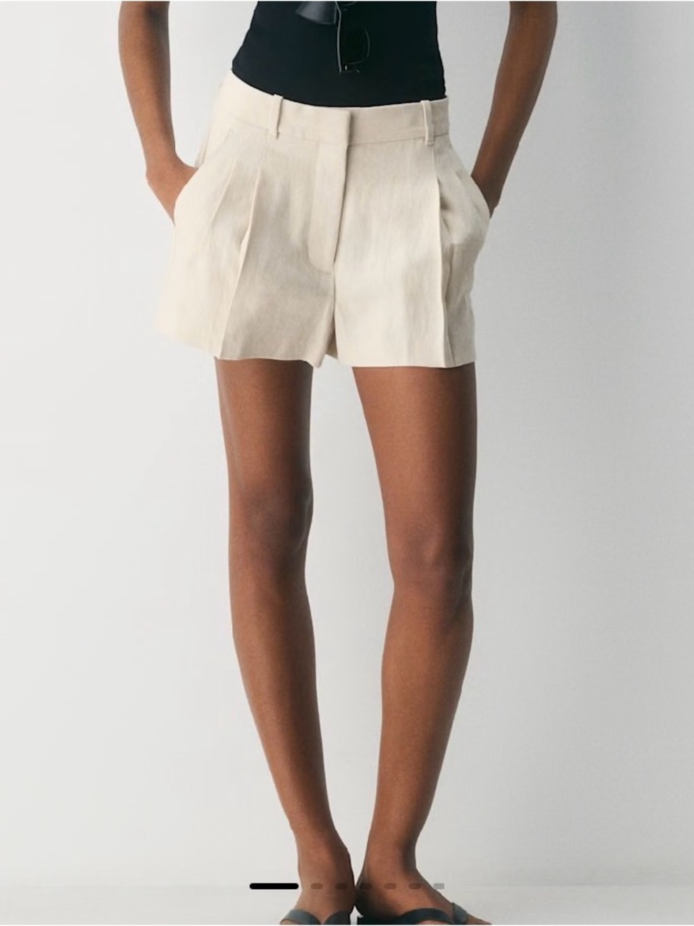 Women's Mustard Pleated High-Waist Shorts with cuff - SEE PHOTOS